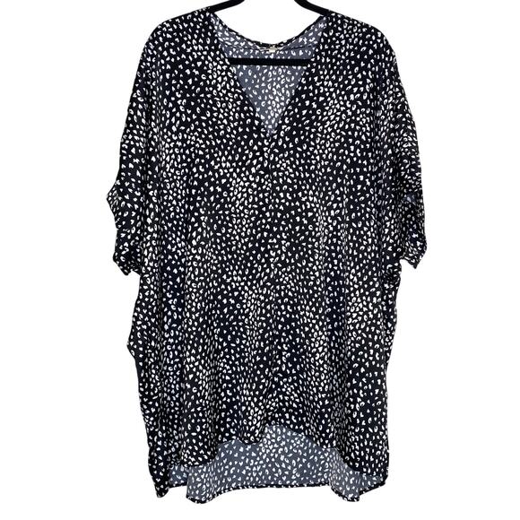 Jodifl Black and White Spotted Pattern Tunic Blouse Size 2X - Picture 1 of 10